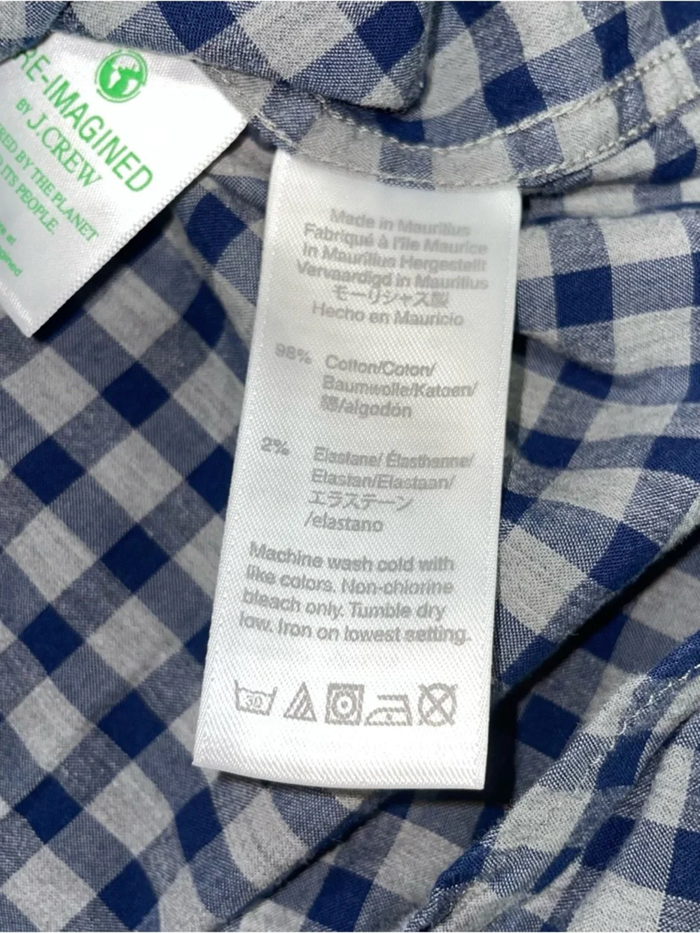 J. Crew Blue and Gray Gingham Button-Down Shirt‎